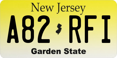 NJ license plate A82RFI