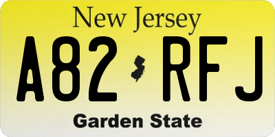 NJ license plate A82RFJ