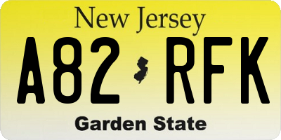 NJ license plate A82RFK