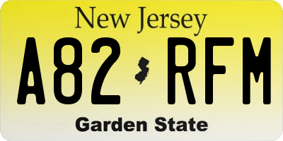 NJ license plate A82RFM