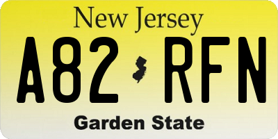 NJ license plate A82RFN