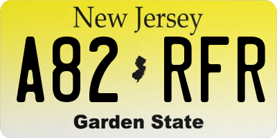 NJ license plate A82RFR