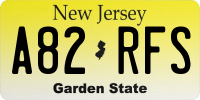 NJ license plate A82RFS