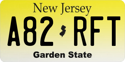 NJ license plate A82RFT