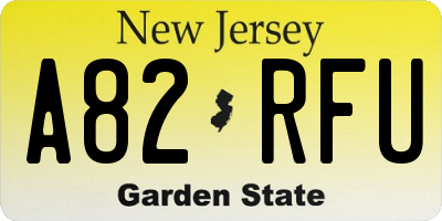 NJ license plate A82RFU