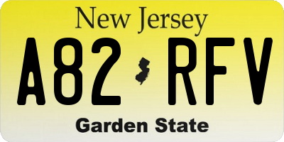 NJ license plate A82RFV