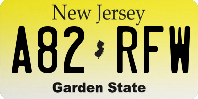 NJ license plate A82RFW