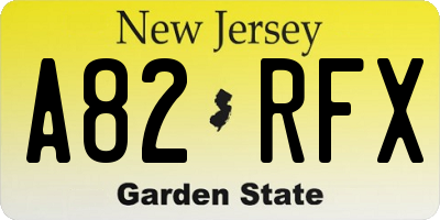 NJ license plate A82RFX