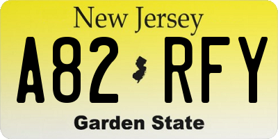 NJ license plate A82RFY