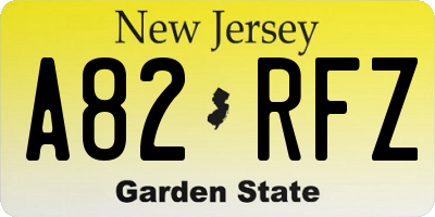 NJ license plate A82RFZ