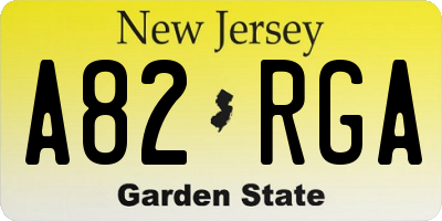 NJ license plate A82RGA