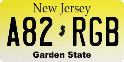 NJ license plate A82RGB