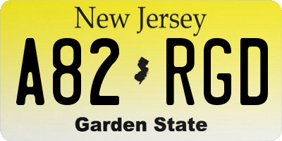 NJ license plate A82RGD