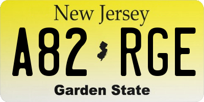 NJ license plate A82RGE