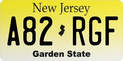 NJ license plate A82RGF