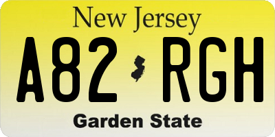 NJ license plate A82RGH