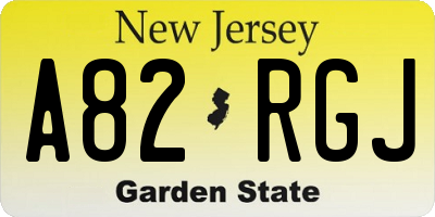 NJ license plate A82RGJ