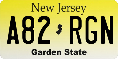 NJ license plate A82RGN