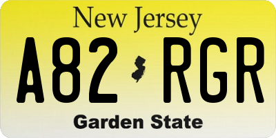 NJ license plate A82RGR