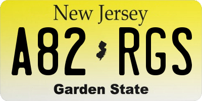NJ license plate A82RGS