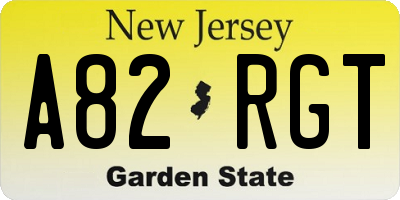 NJ license plate A82RGT