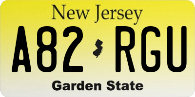 NJ license plate A82RGU