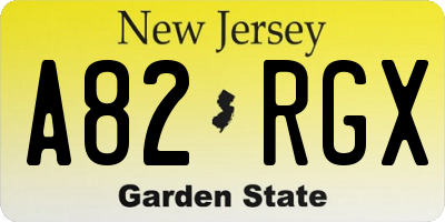 NJ license plate A82RGX