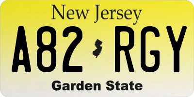 NJ license plate A82RGY