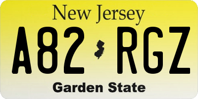 NJ license plate A82RGZ