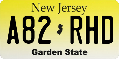 NJ license plate A82RHD