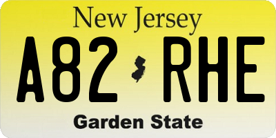 NJ license plate A82RHE
