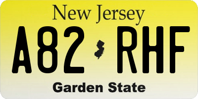 NJ license plate A82RHF
