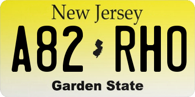 NJ license plate A82RHO