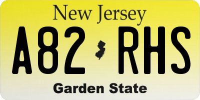 NJ license plate A82RHS