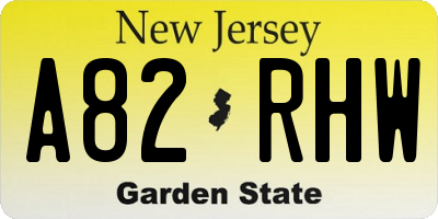 NJ license plate A82RHW