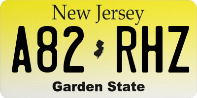 NJ license plate A82RHZ