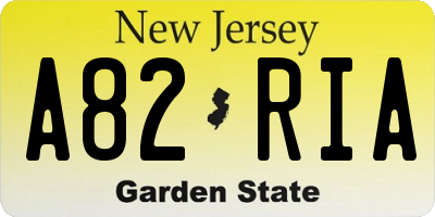 NJ license plate A82RIA