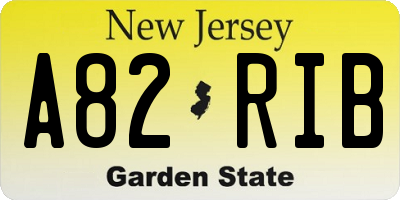 NJ license plate A82RIB