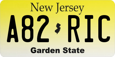 NJ license plate A82RIC