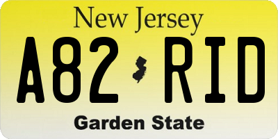 NJ license plate A82RID