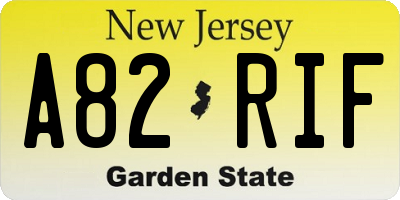 NJ license plate A82RIF