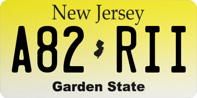NJ license plate A82RII