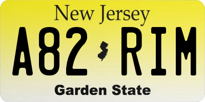 NJ license plate A82RIM