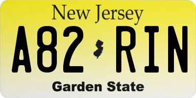 NJ license plate A82RIN