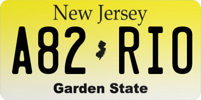 NJ license plate A82RIO