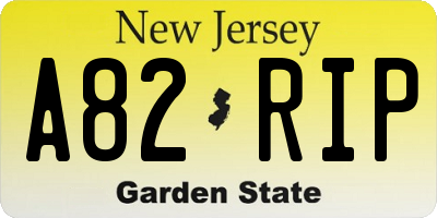 NJ license plate A82RIP