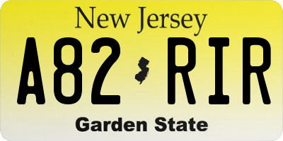 NJ license plate A82RIR