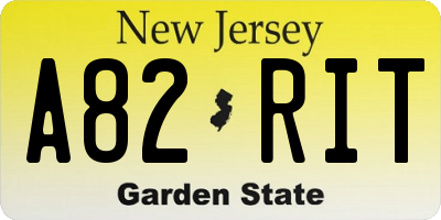 NJ license plate A82RIT