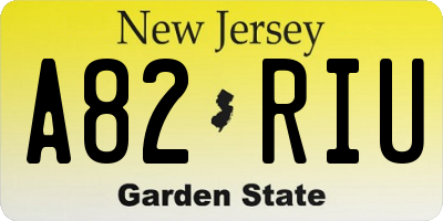 NJ license plate A82RIU