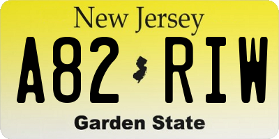 NJ license plate A82RIW